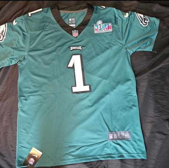 Jalen Hurts #1 Men's Philadelphia Eagles Super Bowl LVII 57 Patch Jersey Large. - Picture 4 of 6